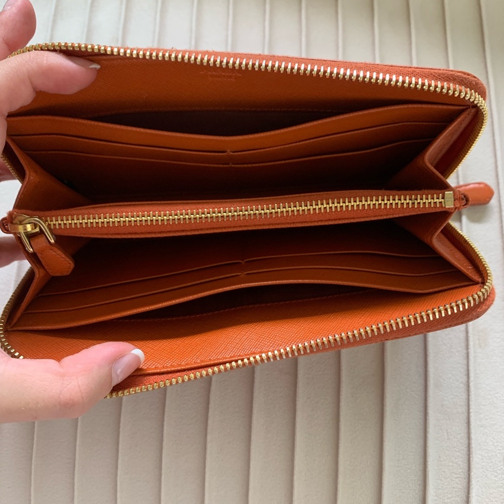Prada Saffiano Leather Wallet | Papaya - Picture 10 of 15